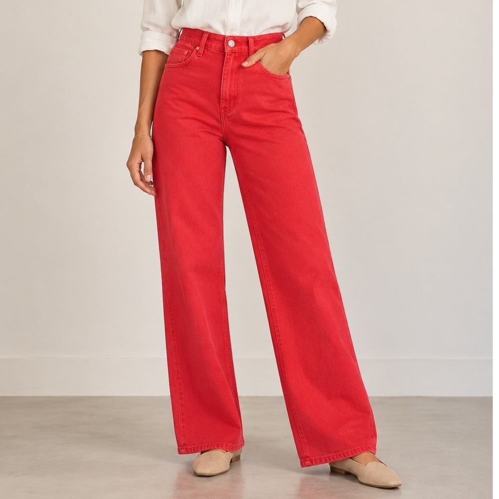 Universal Thread Sailor Wide Leg Pants Womens 8 High Rise Comfort Stretch Red